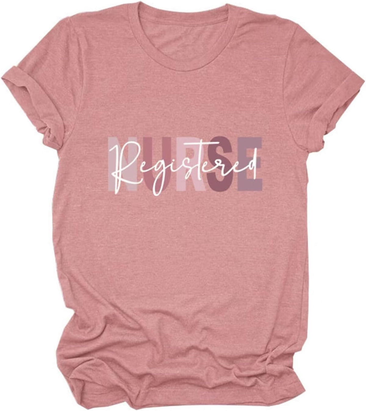 Registered Nurse Shirts for Women RN Nurses Cute Graphic Tees Nursing School T-Shirts Casual Short Sleeve Tops - Hot Pink2