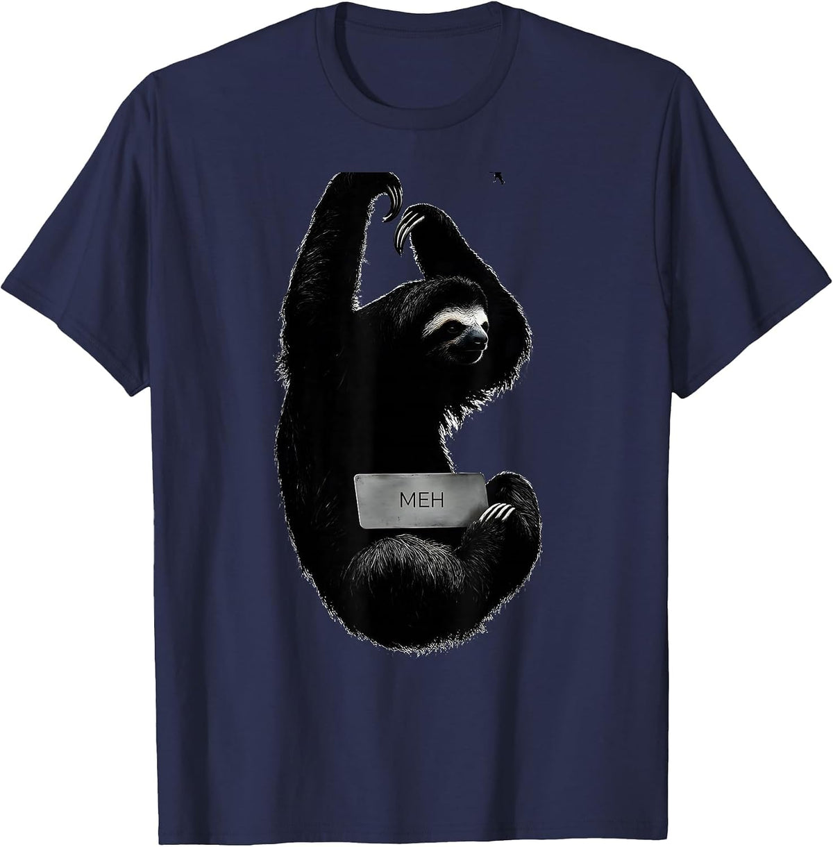 Men's Meh Funny Sloth Lover Humor Animal Affinity Gift T-Shirt - Navy Blue