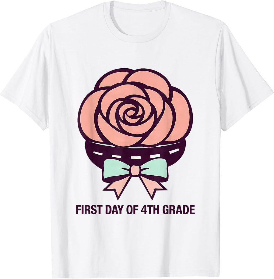 Men's First Day Of 4th Grade Coquette Bow Back To School Girly T-Shirt - White