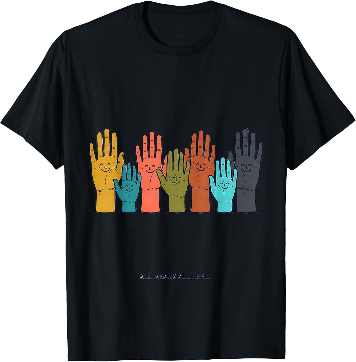 Men's All Means All Here Special Education Teacher Inclusion T-Shirt - Black