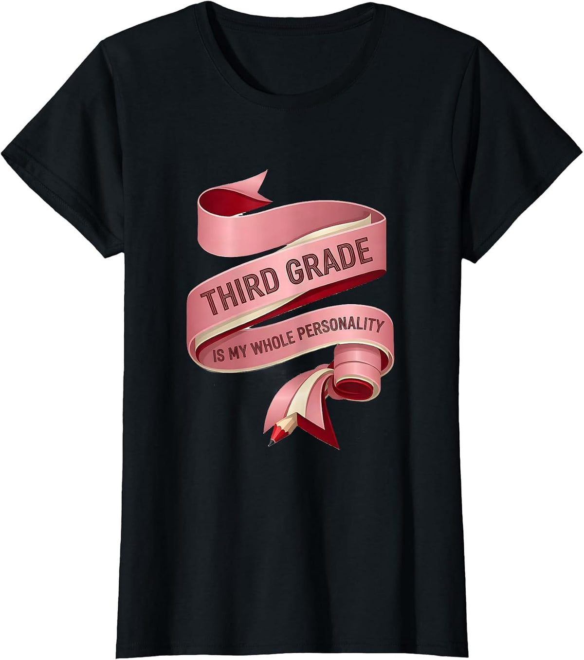Women's Third Grade Is My Whole Personality Coquette Bow Back T-Shirt - Black