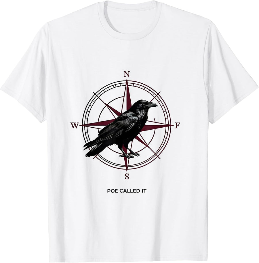 Men's Poe Called It Gothic Literary Edgar Allan Poe Raven Fan Art T-Shirt - White