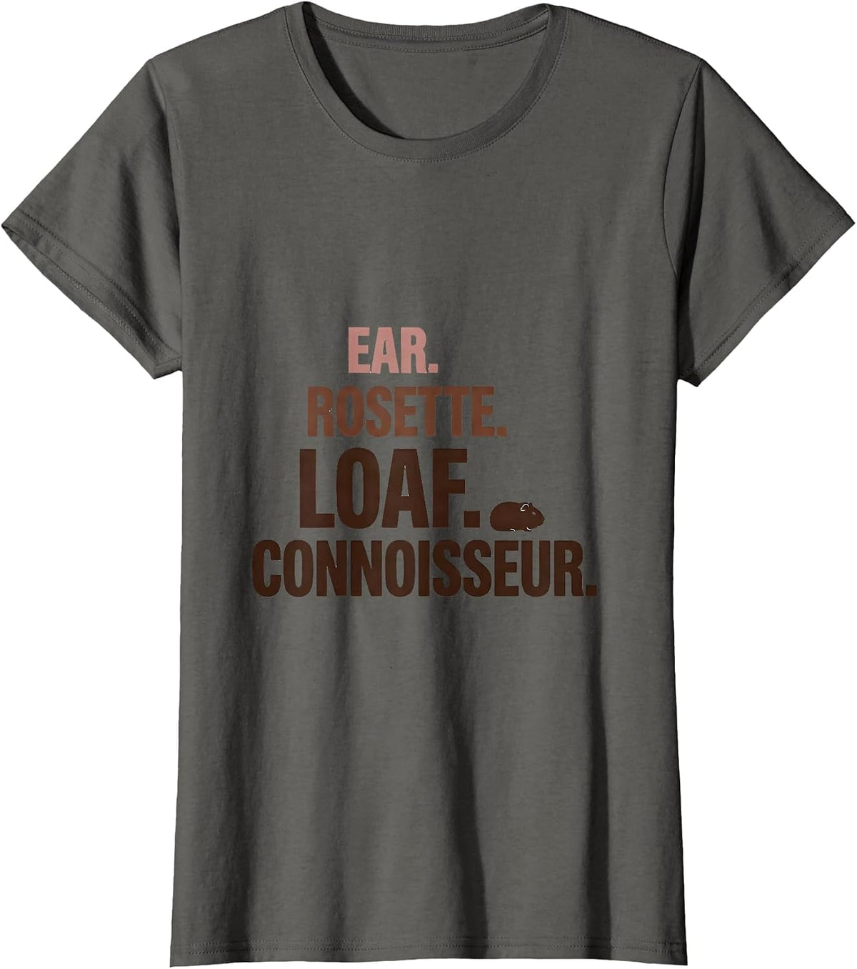 Women's Ear Rosette Loaf Connoisseur Funny Guinea Pig Lover Gift T-Shirt - Asphalt Grey