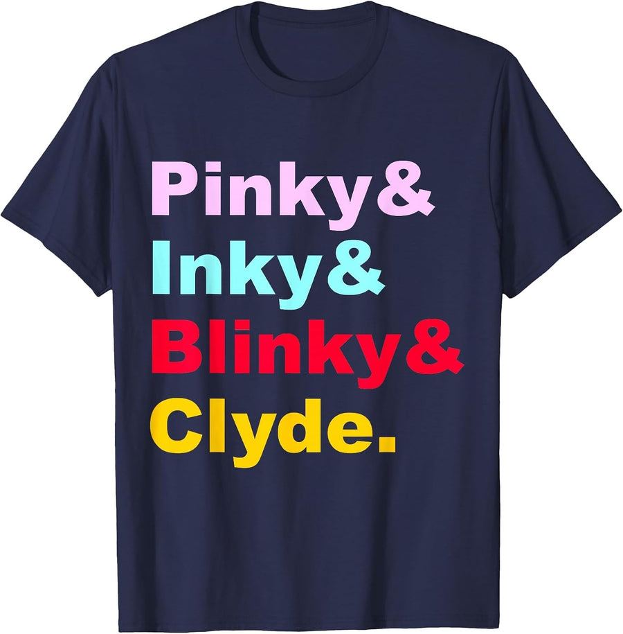 Pinky, Inky, Blinky & Clyde Old School Arcade Gamer Pac T-Shirt - Navy Blue