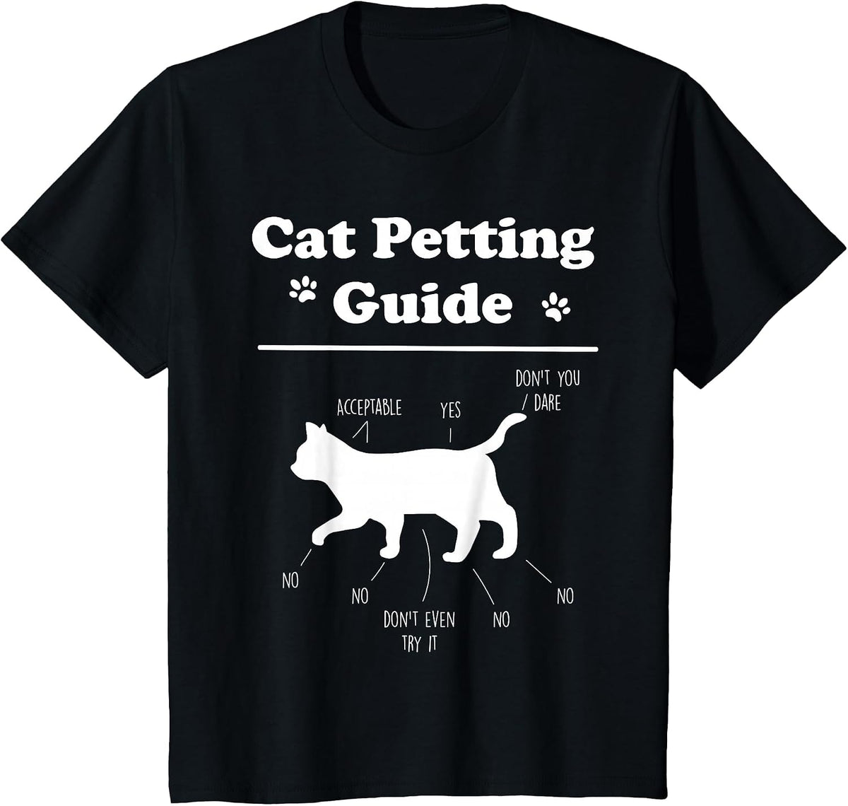 Cat Petting Guide Funny Cat Owner Pet Kitten Petting Guide T-Shirt - Black