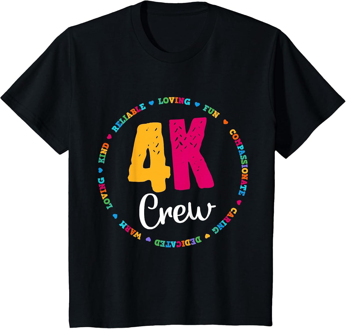4K Crew Squad Team Teacher Kindergarten Kinder Elementary T-Shirt - Black