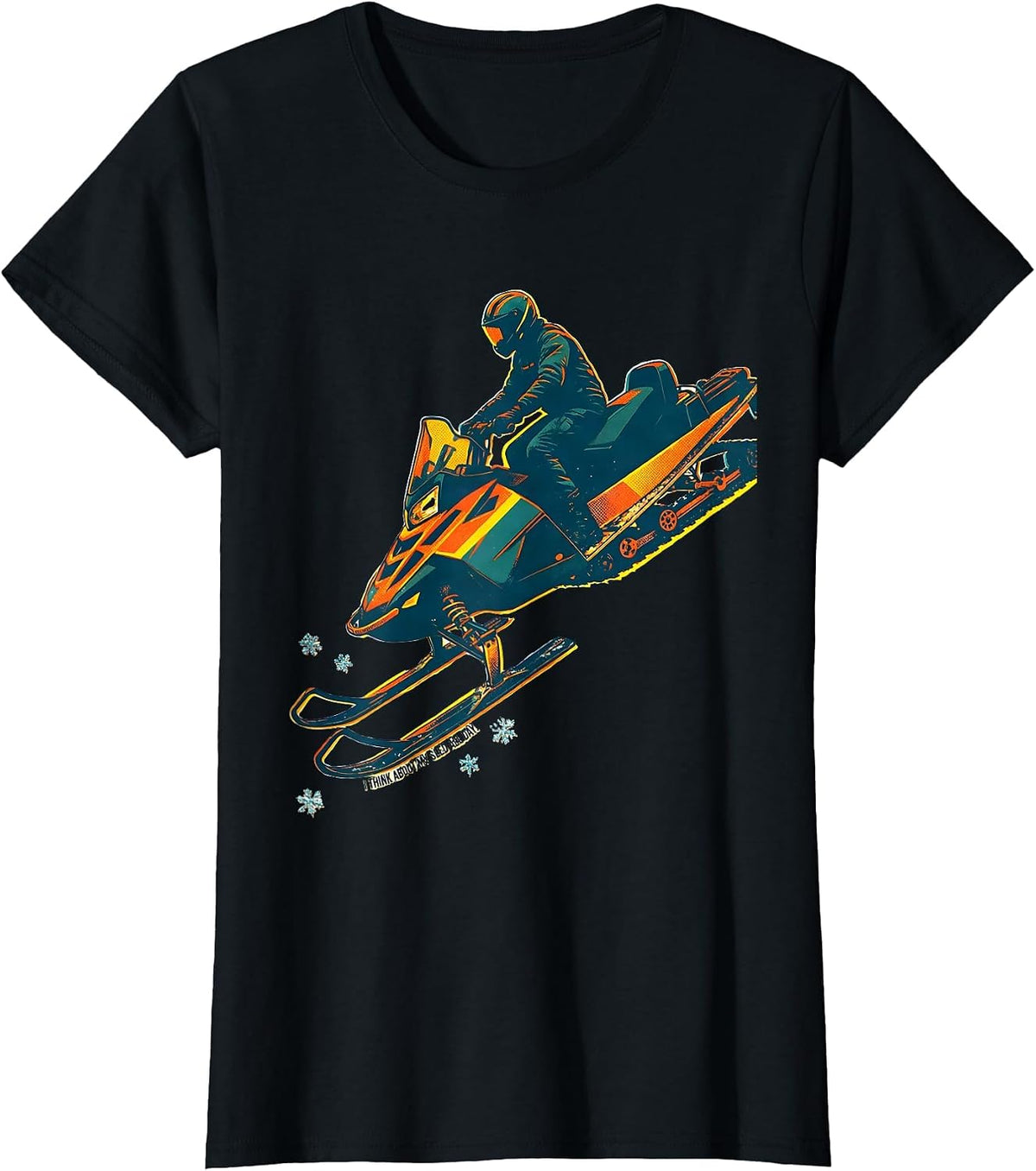 I Think About My Sled All Day Funny Snowmobile Rider Winter T-Shirt - Black