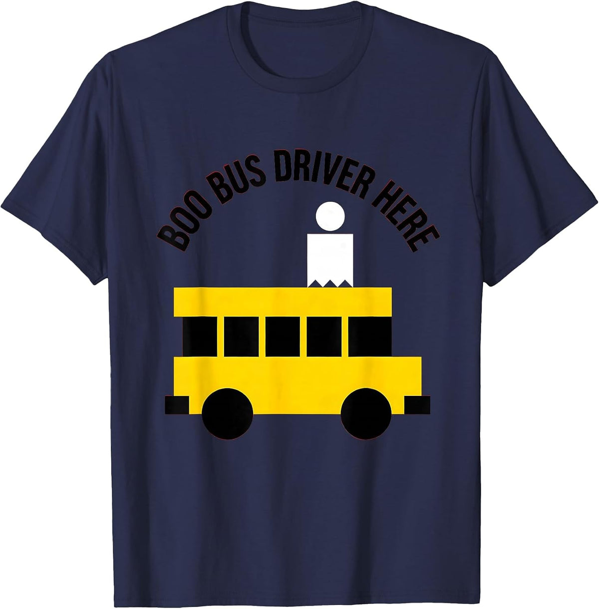 Boo Crew Bus Driver Halloween Design T-Shirt - Navy Blue