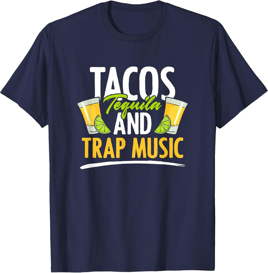 Rap EDM Hiphop Rapper Tacos Tequila and Trap Music T-Shirt - Navy Blue