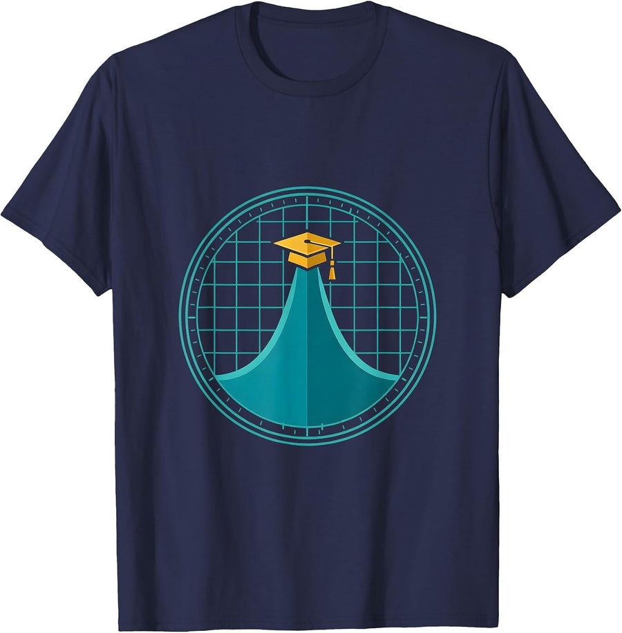 Math Teacher Hand-Drawn Mountain Graph Design T-Shirt - Navy Blue