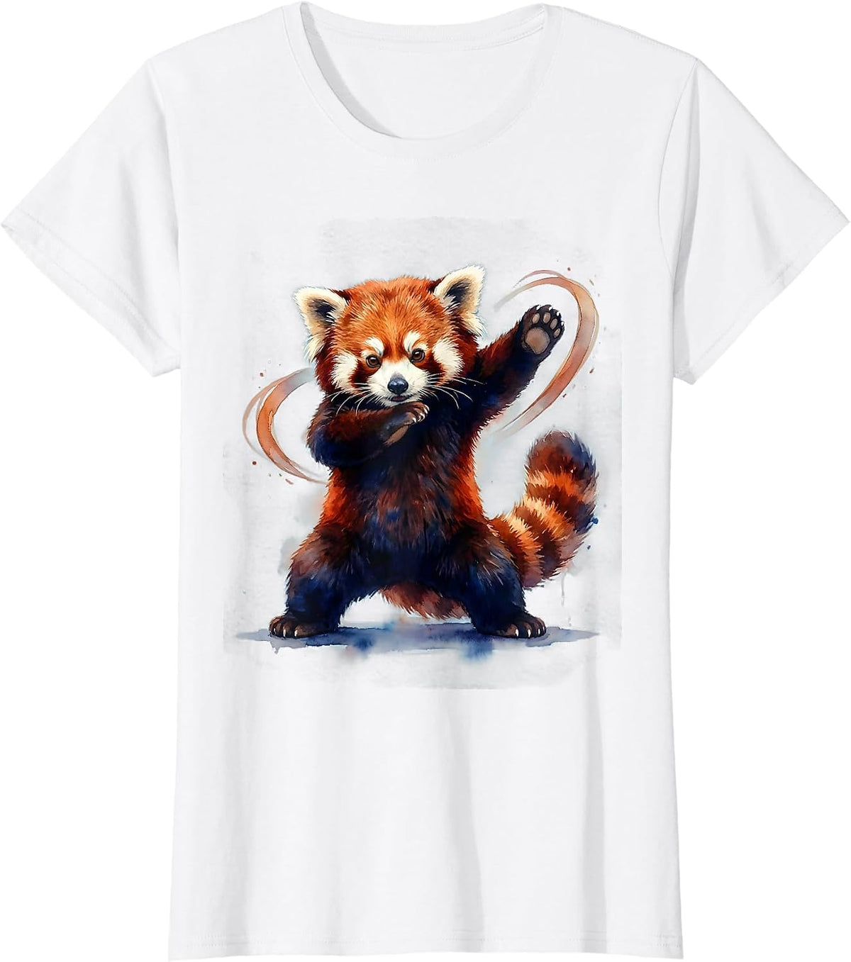 Red Panda Dabbing Watercolor Animal Humor T-Shirt - White