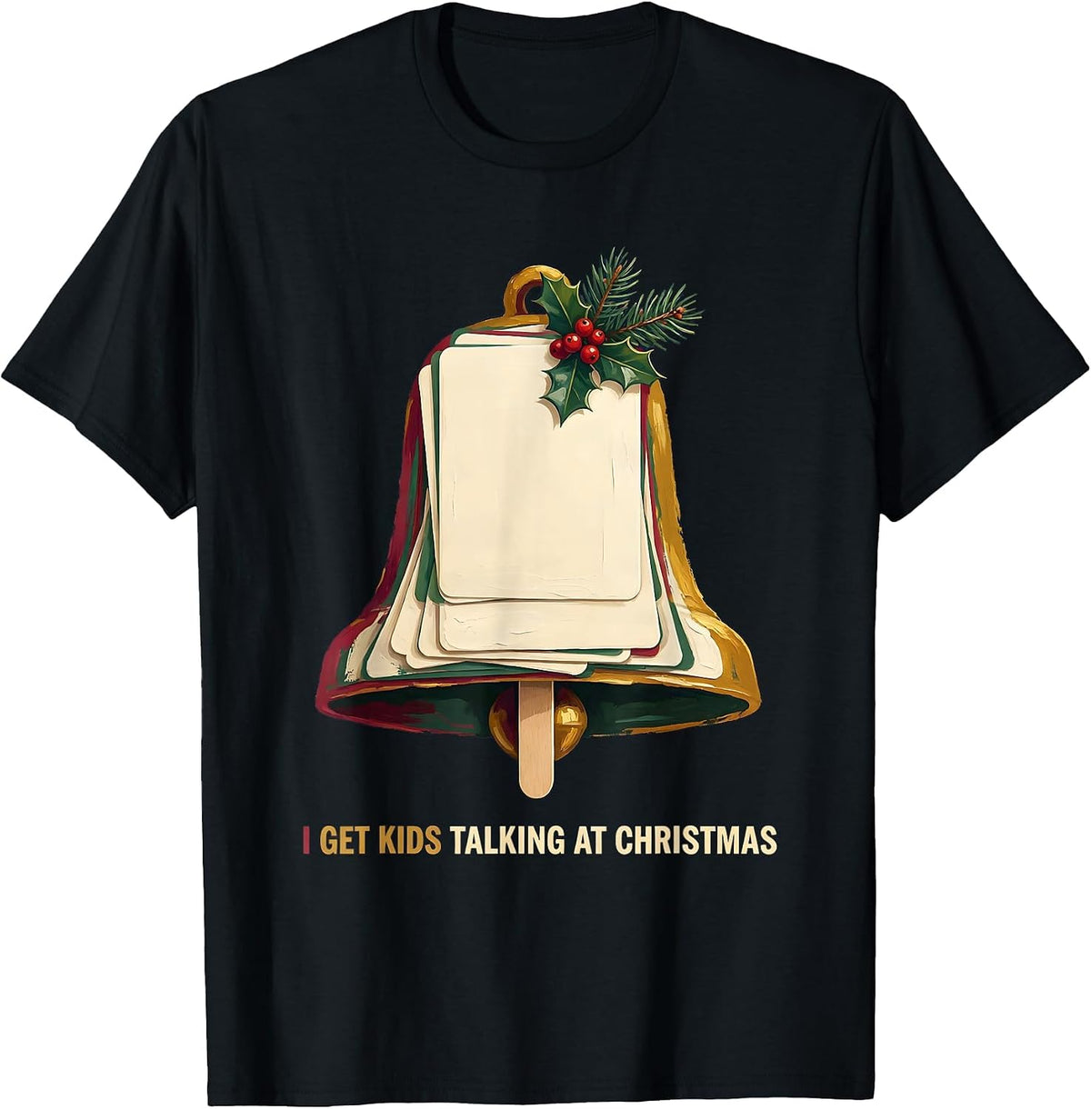 Men's I Get Kids Talking at Christmas Speech Therapist SLP Holiday T-Shirt - Black