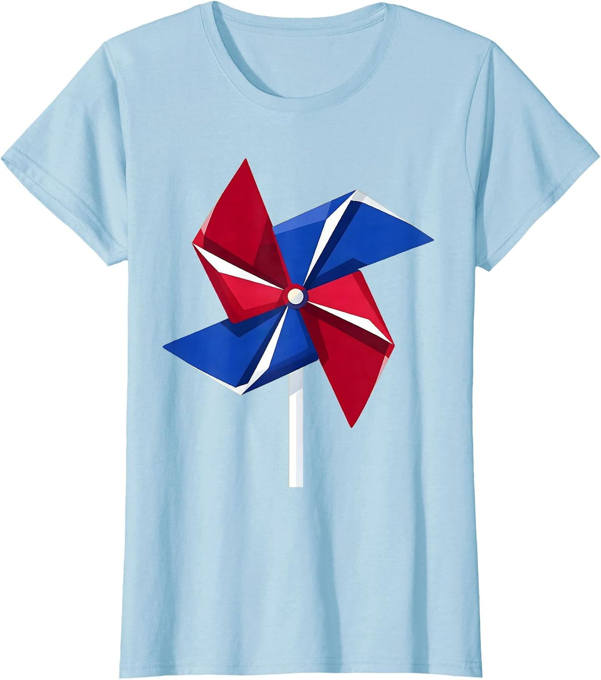 Kids Red White and Blue Spinning Pinwheel T-Shirt - Baby Blue