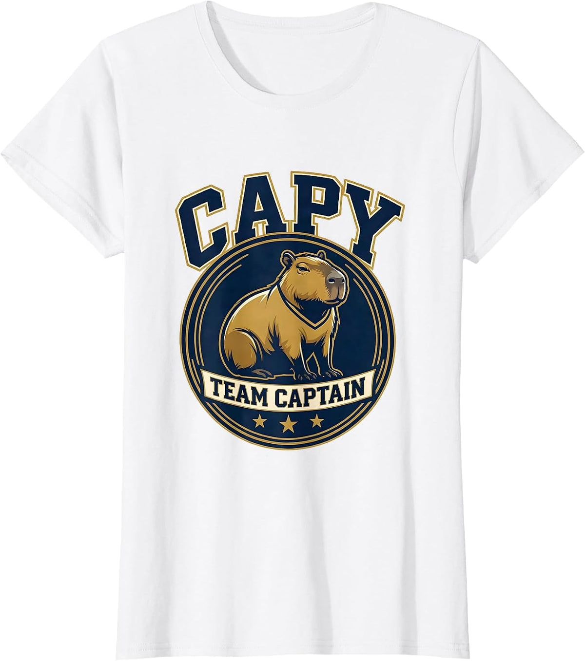 Women's Capy Team Captain Funny Capybara Meme Animal Lover Humor T-Shirt - White