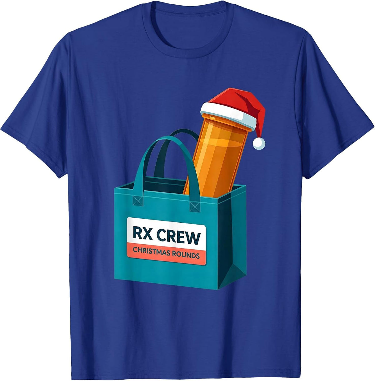 Men's Rx Crew Christmas Rounds Funny Pharmacy Crew Holiday T-Shirt - Royal Blue