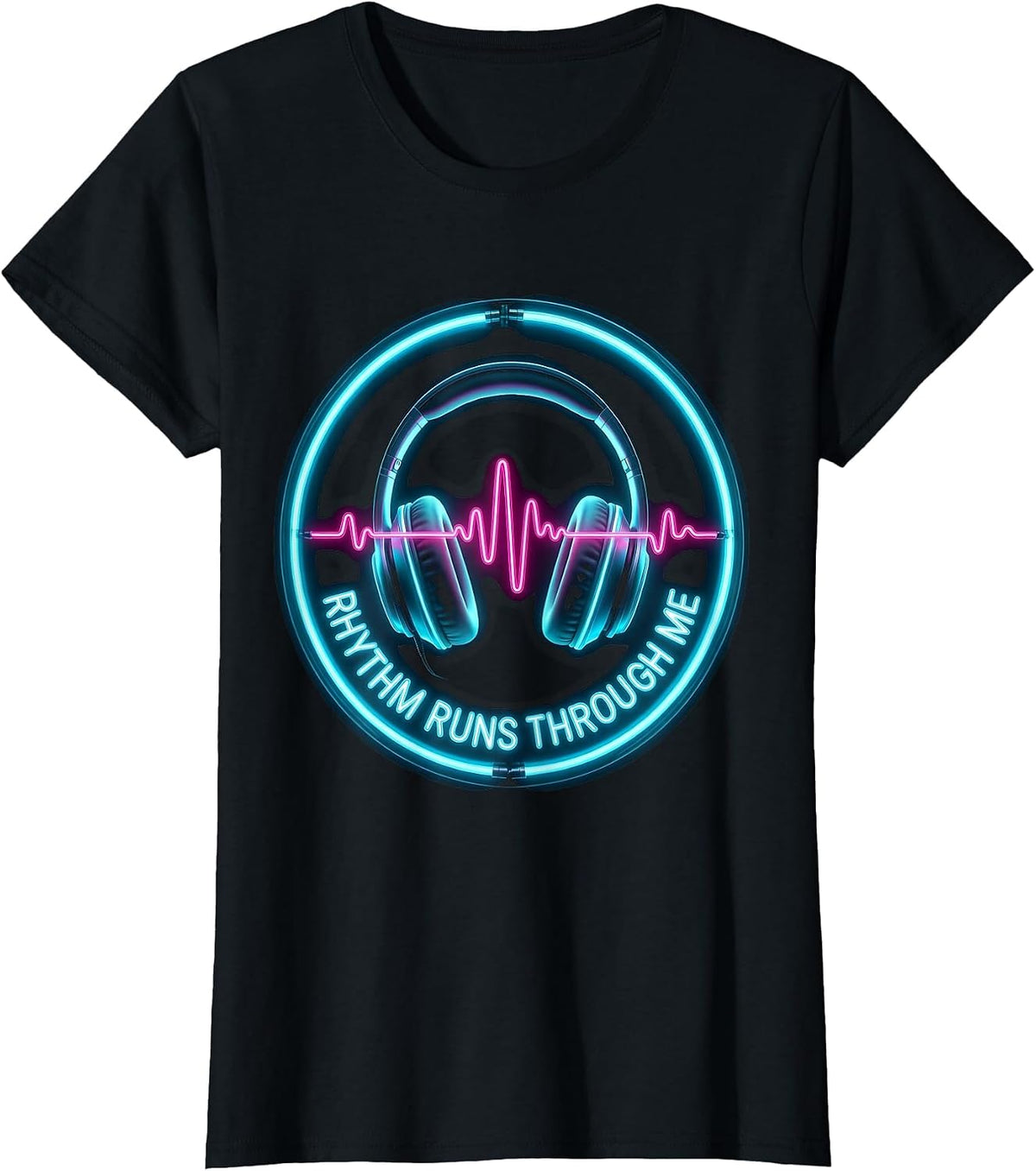 Rhythm Runs Through Me Hip Hop Music Design T-Shirt - Black