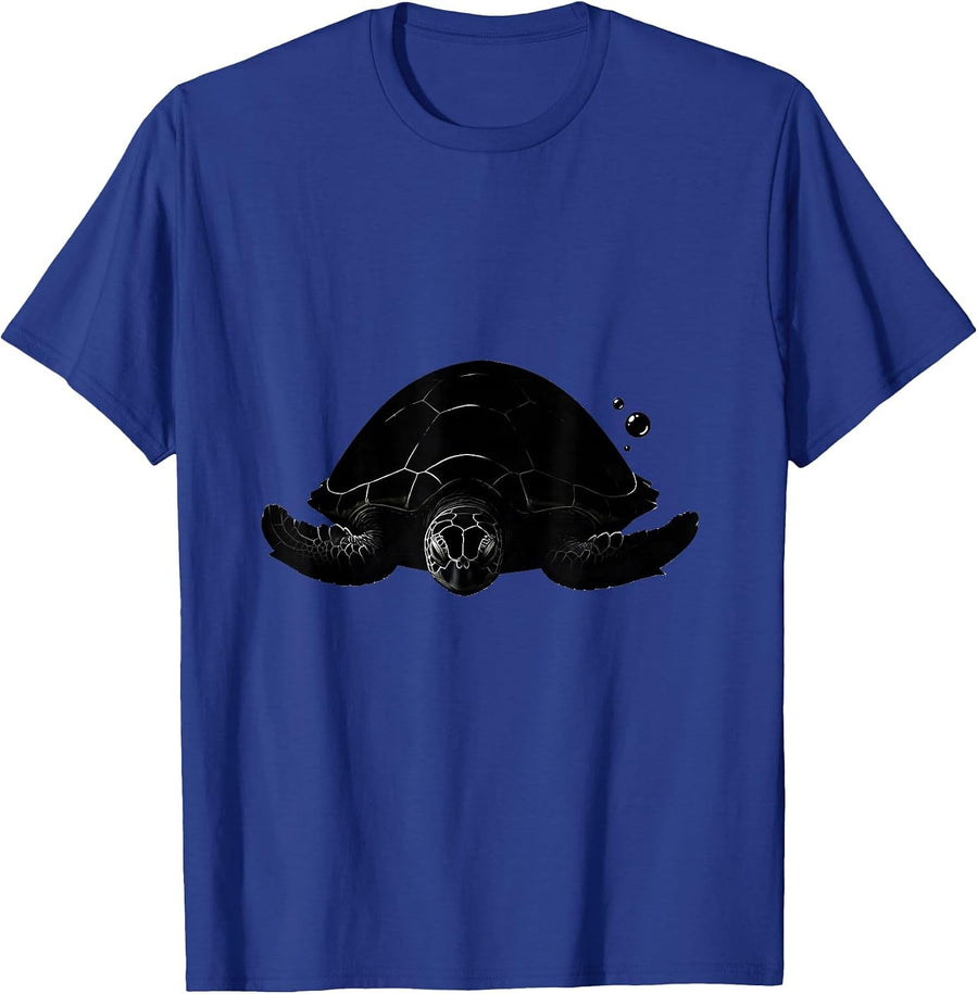 Sea Turtle Silhouette Ocean Wildlife Humor Eco Lover T-Shirt - Royal Blue
