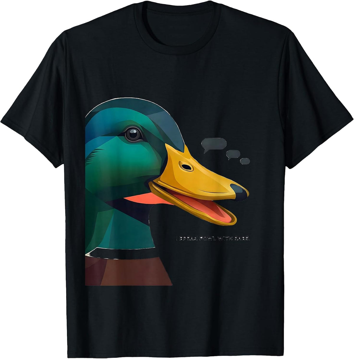 Men's I Speak Fowl With Ease Midcentury Modern Duck Lover Farmer T-Shirt - Black