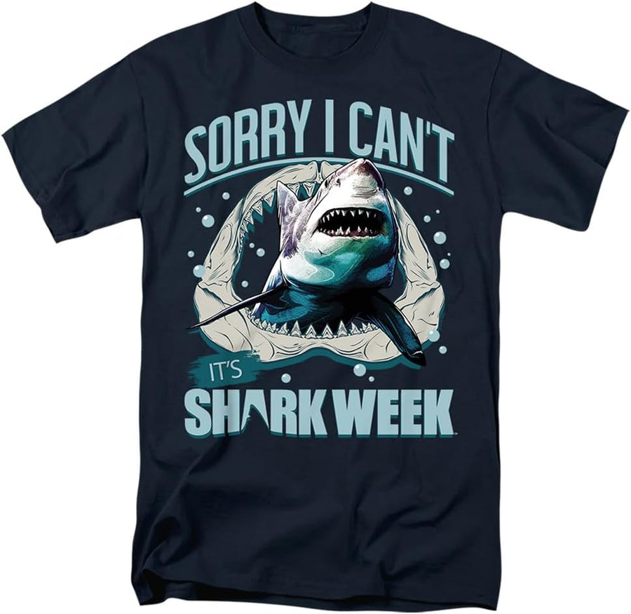 Shark Week Officially Licensed Sorry I Can't Unisex Adult T-Shirt Navy - As Pictured