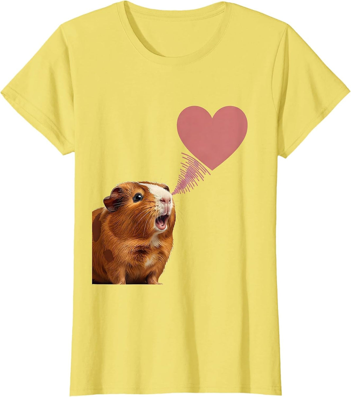 Heart Wheek Guinea Pig Funny Pet Lover Gift T-Shirt - Lemon Yellow
