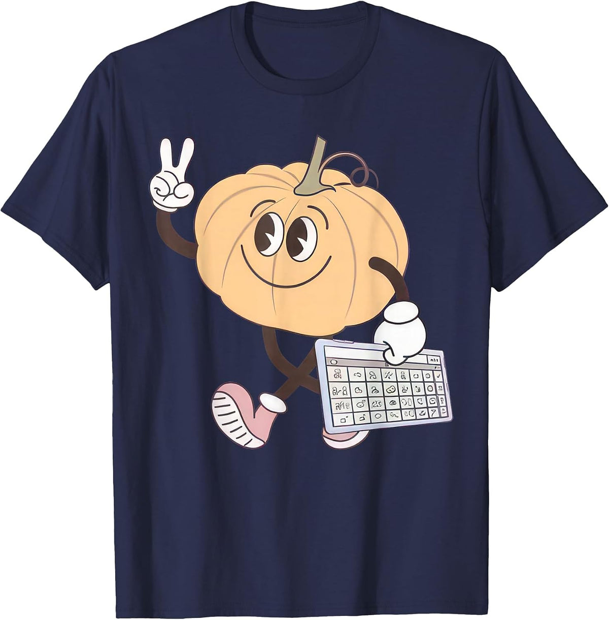 Awareness Fall Pumpkin AAC Device Autism Special Halloween T-Shirt - Navy Blue