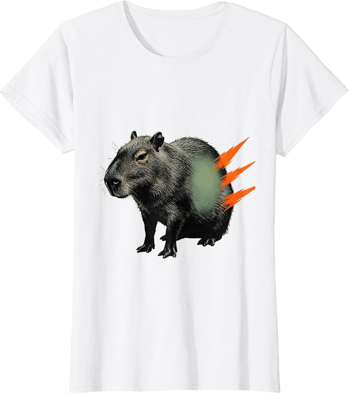 Women's Broad Haunched Capybara Editorial Conceptual Animal Humor T-Shirt - White