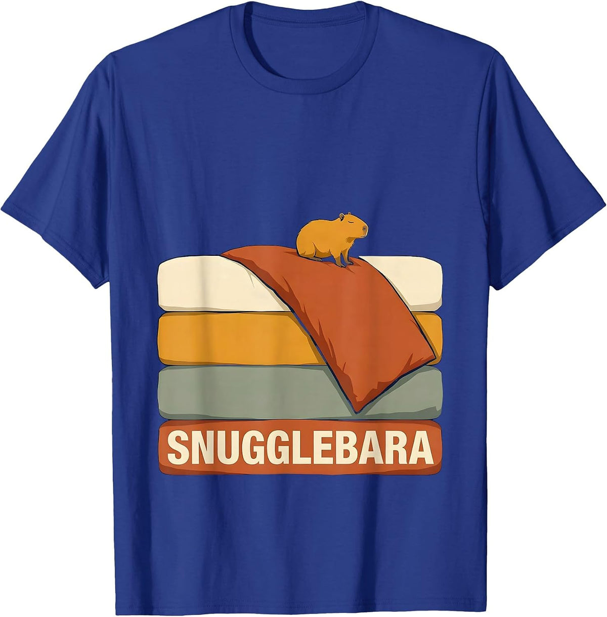 Men's Snugglebara Cute Capybara Sleepy Pajama Humor T-Shirt - Royal Blue