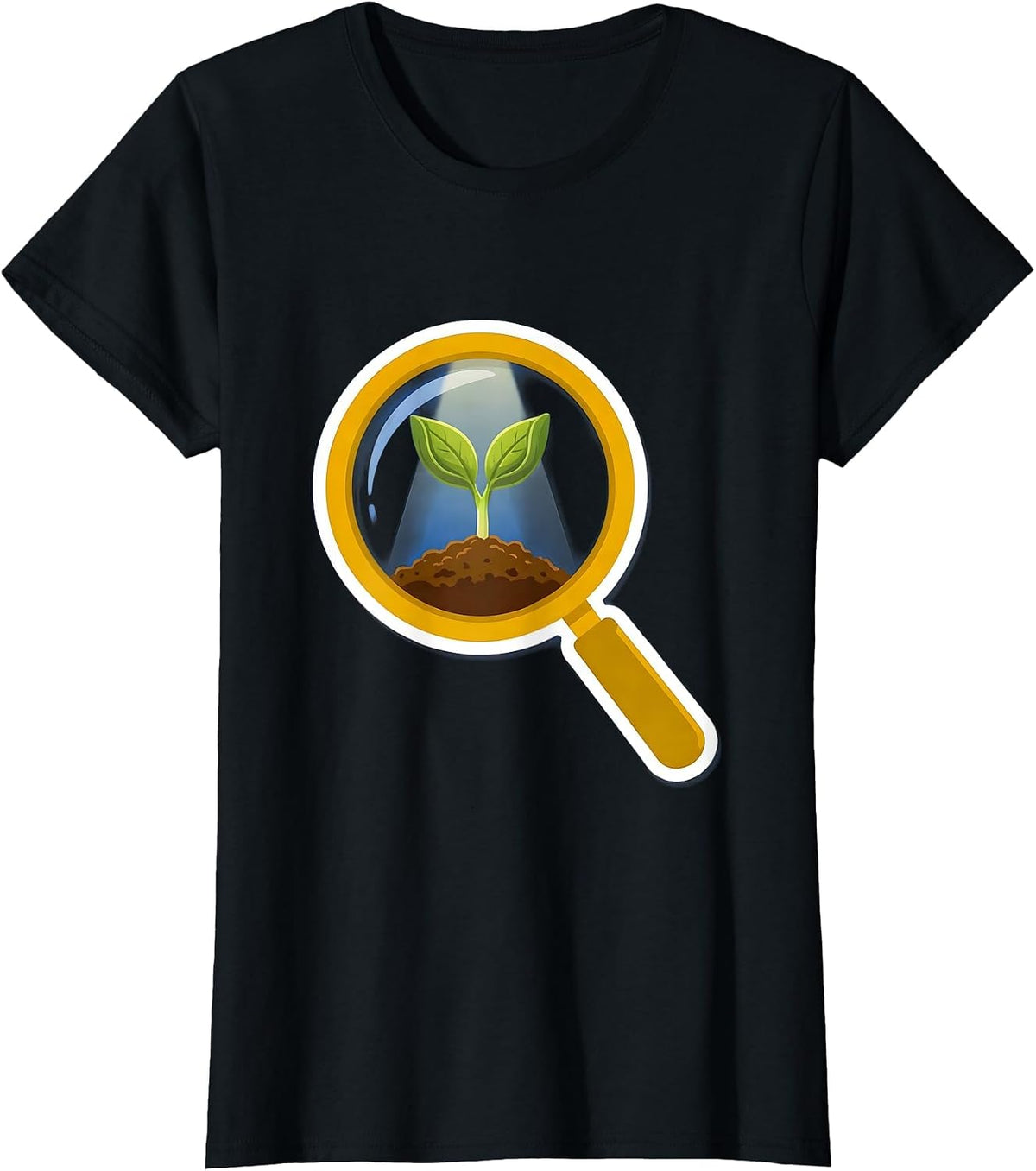 Special Education Teacher Magnifying Glass Seed Art T-Shirt - Black