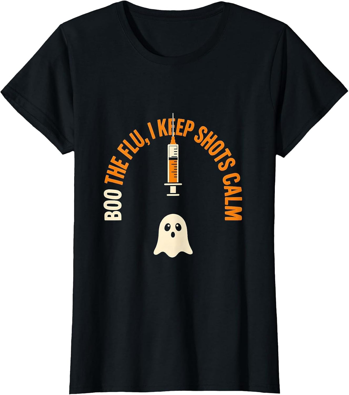 Boo the Flu I Keep Shots Calm Funny Halloween Nurse Flu Shot T-Shirt - Black