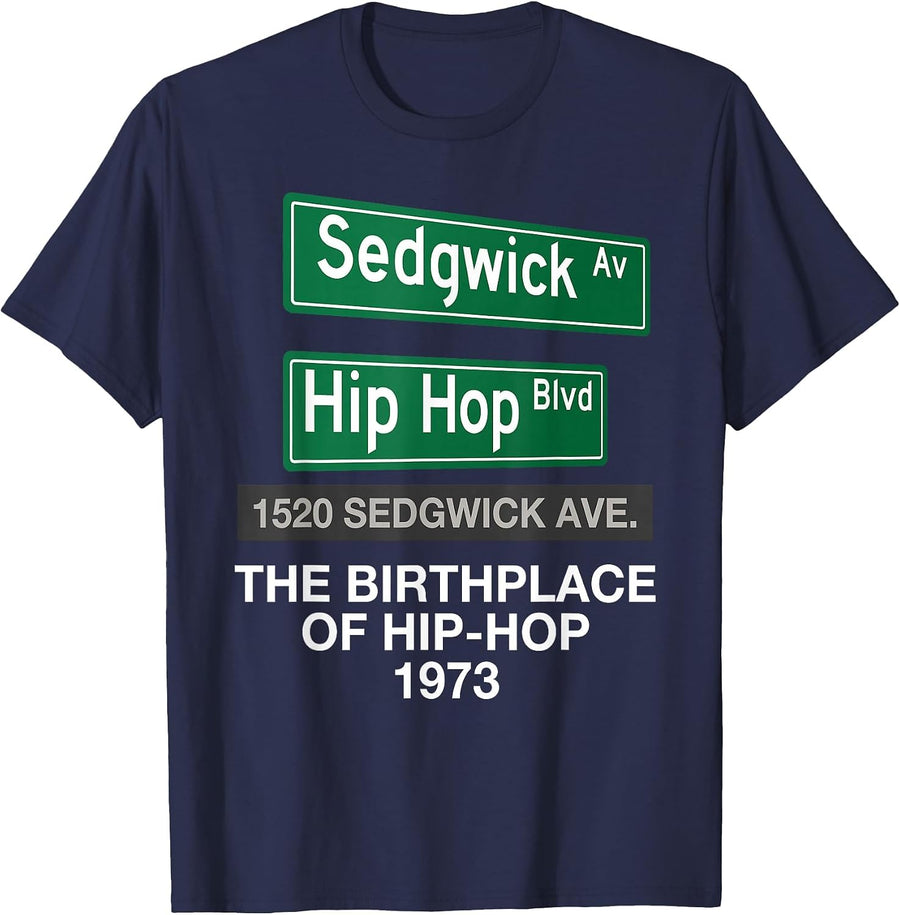 Hip Hop Birthplace 1520 Sedgwick Ave. 50 Years of Hip-Hop T-Shirt - Navy Blue