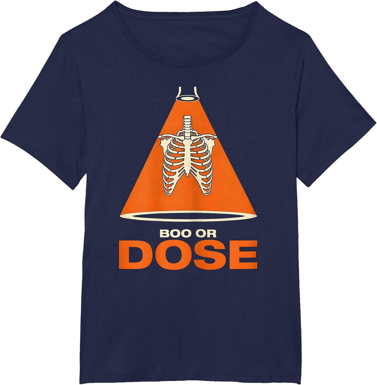 Women's Boo Or Dose Stencil Graphic Radiology Tech Halloween T-Shirt - Navy Blue