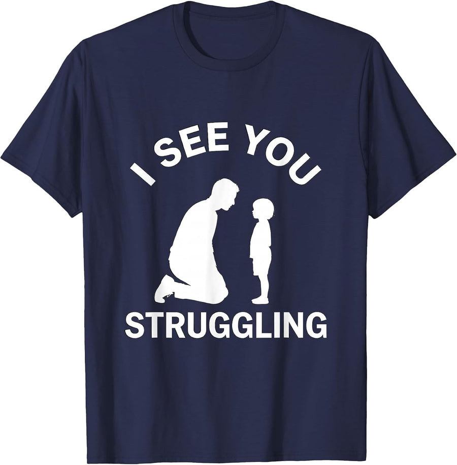 I See You Struggling School Psychologist Design T-Shirt - Navy Blue