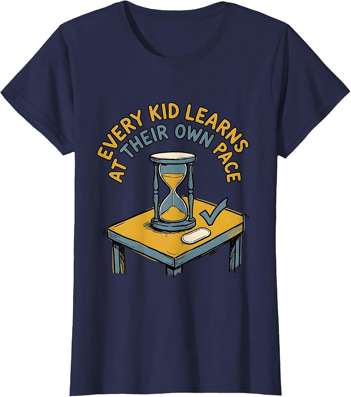 Women's Every Kid Learns At Their Own Pace Special Education Teacher T-Shirt - Navy Blue