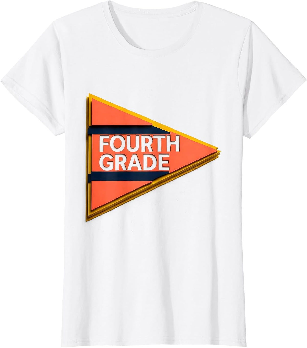 Women's Fourth Grade Cheerful Pennant Back To School Girl T-Shirt - White