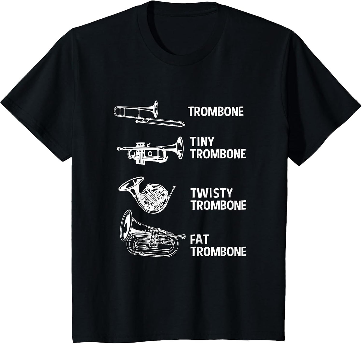 Types of Trombone Funny Trombone for Men T-Shirt - Black