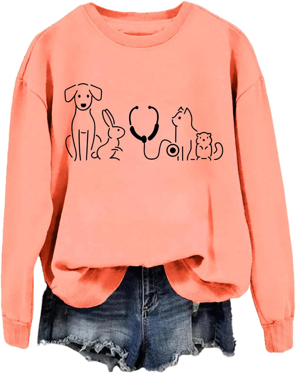 Veterinarian Sweatshirt Vet Tech Vet Med Sweatshirt - Crew Neck Orange-1