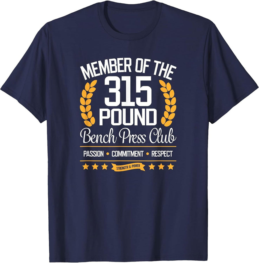 142.9 kg Bench Press Club T-Shirt for Strong Men and Women T-Shirt - Navy Blue