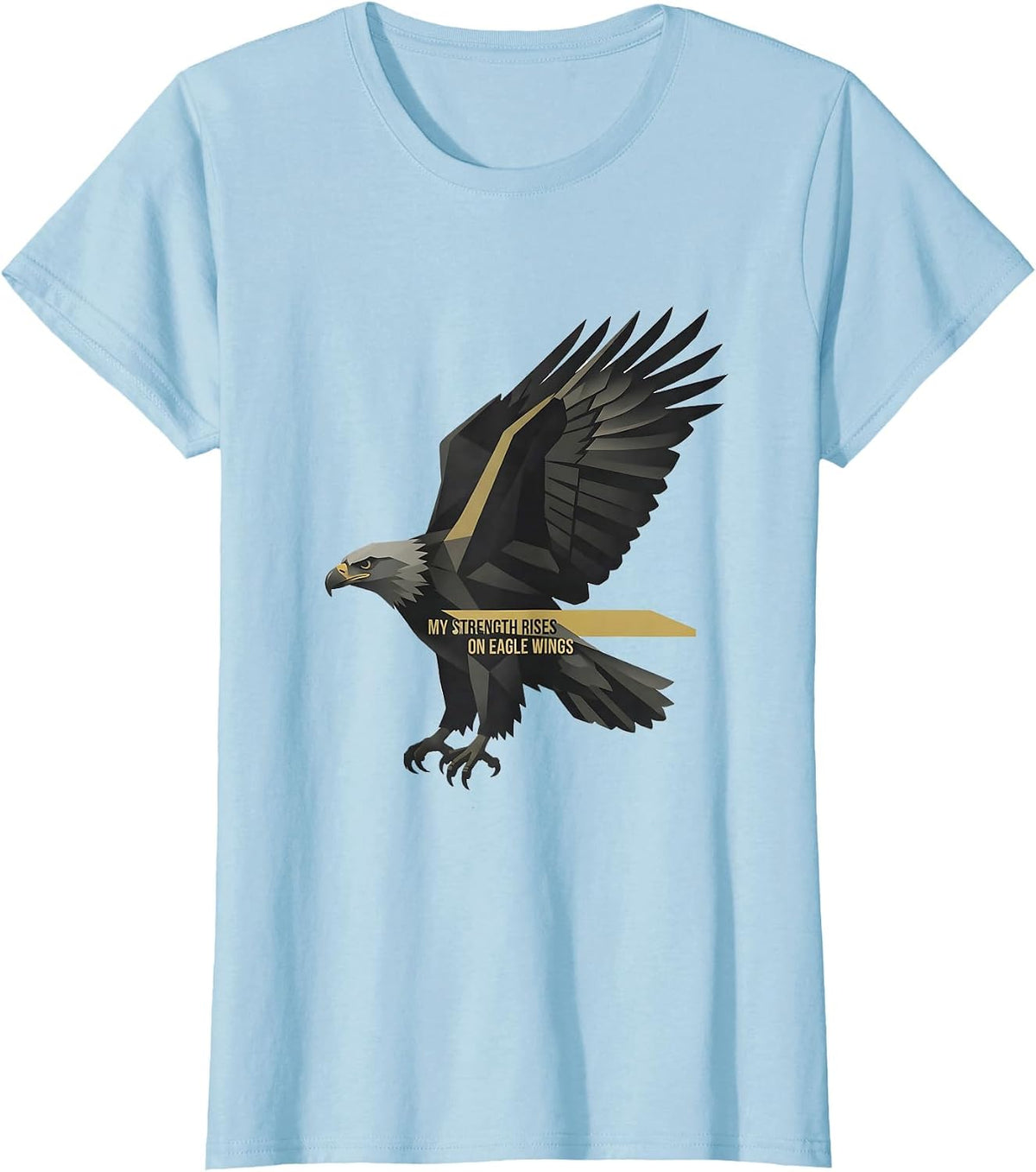 My Strength Rises On Eagle Wings Minimalist Eagle Faith T-Shirt - Baby Blue