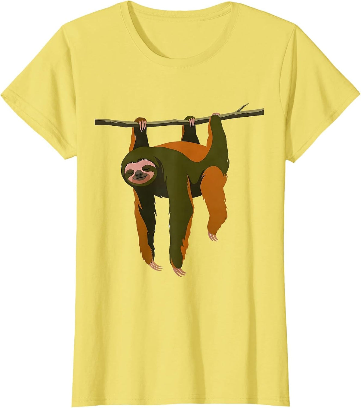Sloth Hanging Relaxed Funny Animal Lover Gift T-Shirt - Lemon Yellow