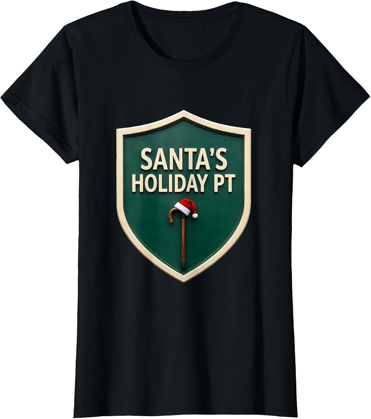 Santa's Holiday PT Funny Physical Therapist Christmas Rehab T-Shirt - Black