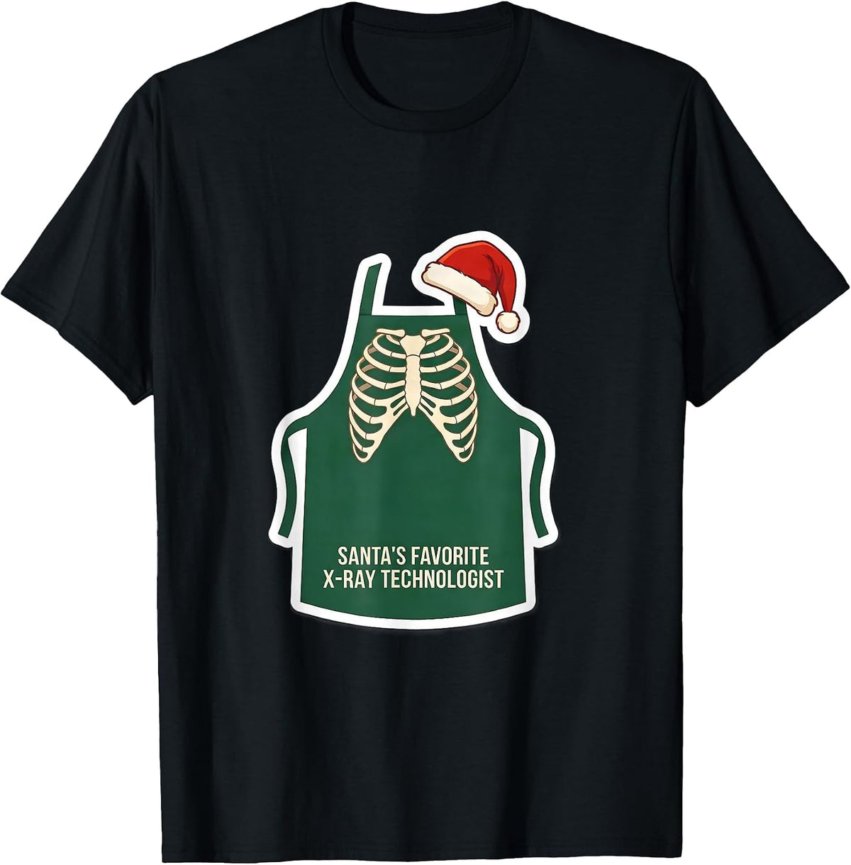 Men's Santa's Favorite X-Ray Technologist Funny Radiology Tech T-Shirt - Black