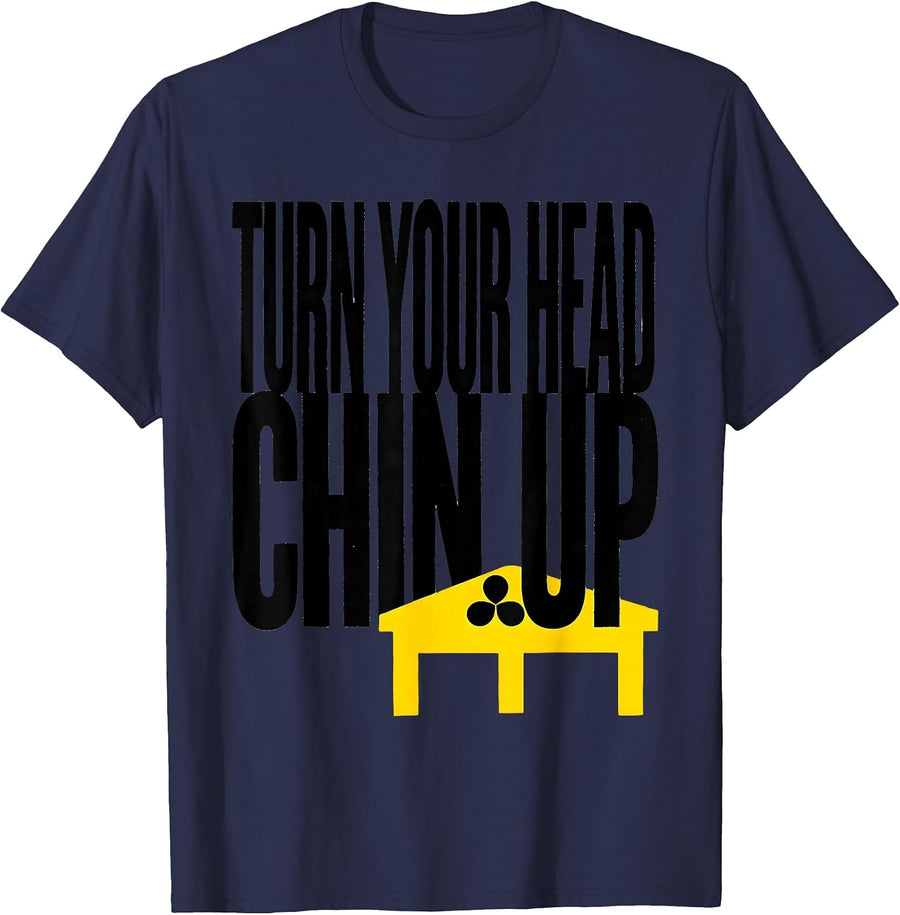 Turn Your Head Chin Up Stencil Graphic Radiology Tech Rad T-Shirt - Navy Blue