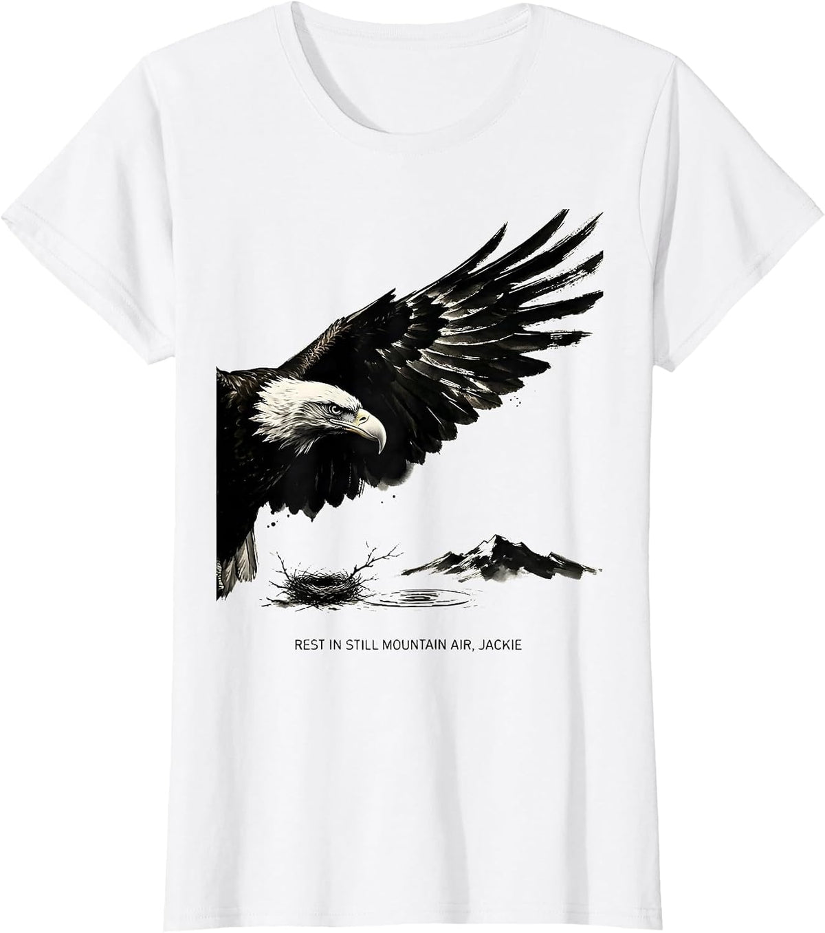 Women's Rest In Still Mountain Air Jackie Vintage Bald Eagle T-Shirt - White