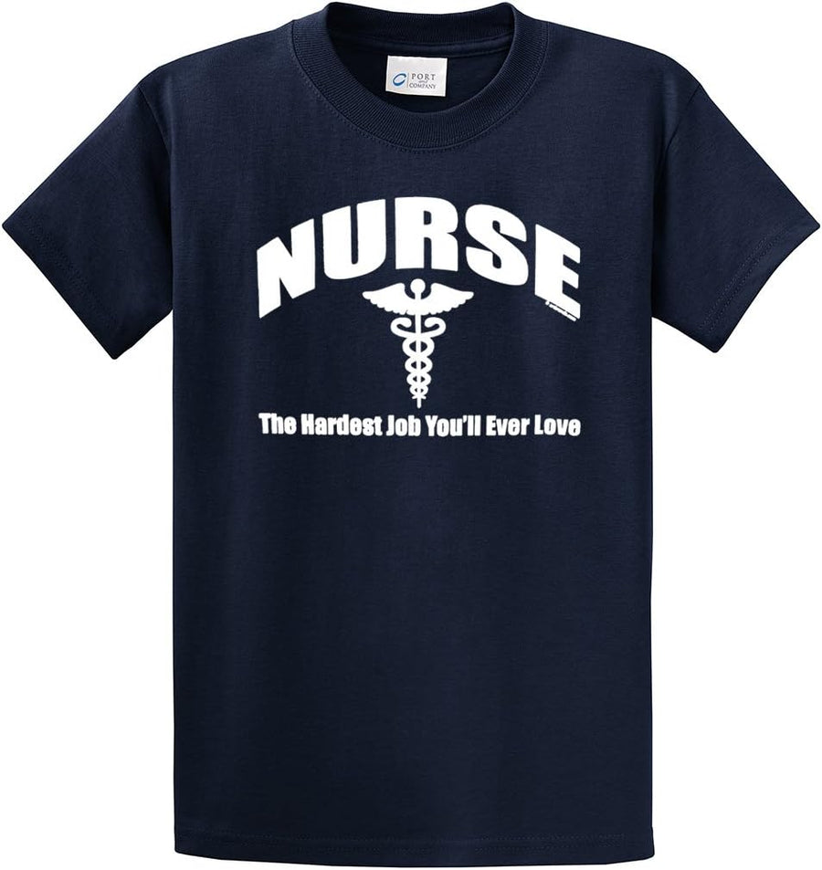 Nurse T-Shirt Nursing The Hardest Job You Will Ever Love RN LPN CNA Hospital Tee Unisex Shirt-navy-5xl - As Pictured