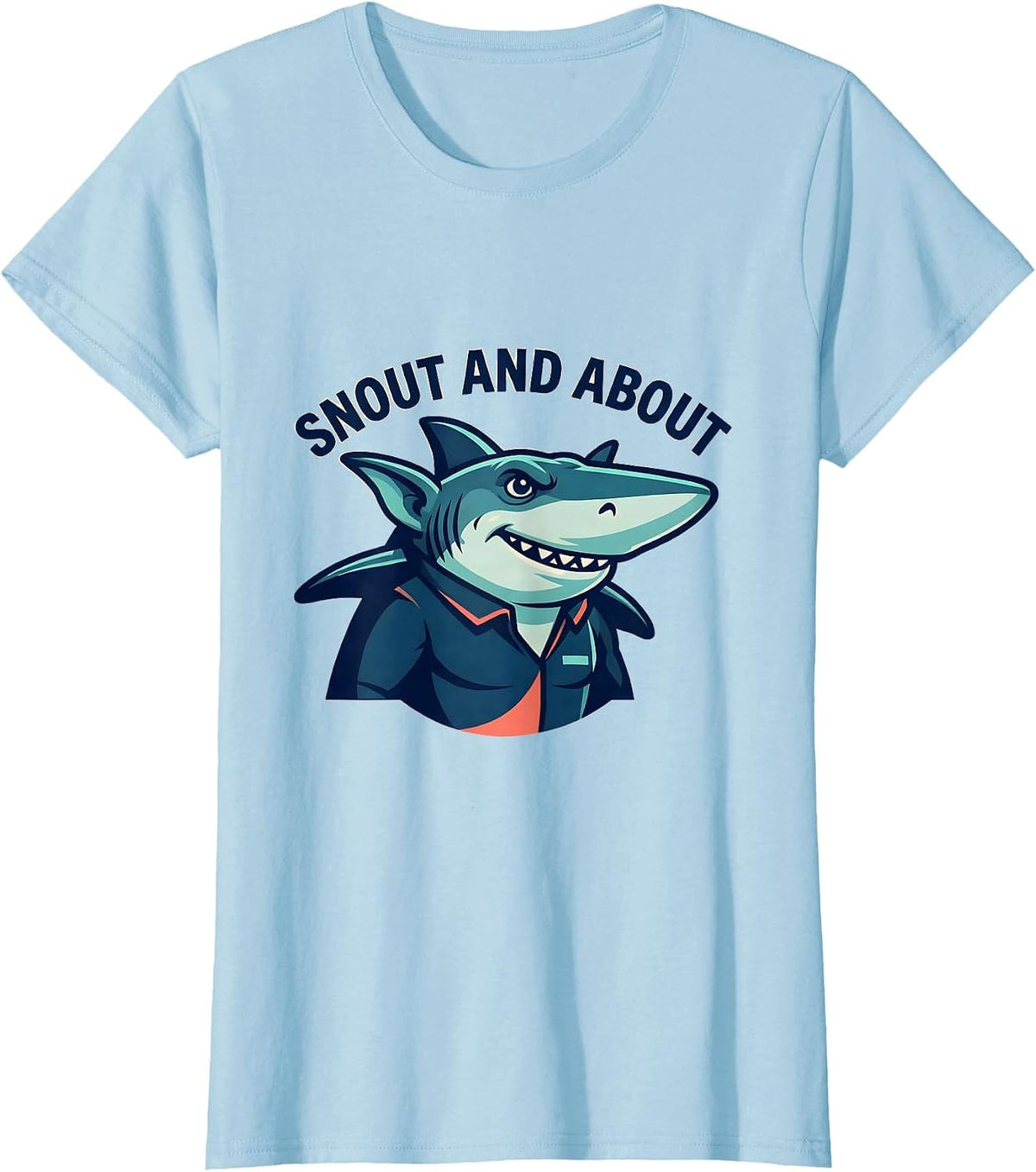 Women's Snout And About Funny Goblin Shark Mascot Ocean Wildlife T-Shirt - Baby Blue