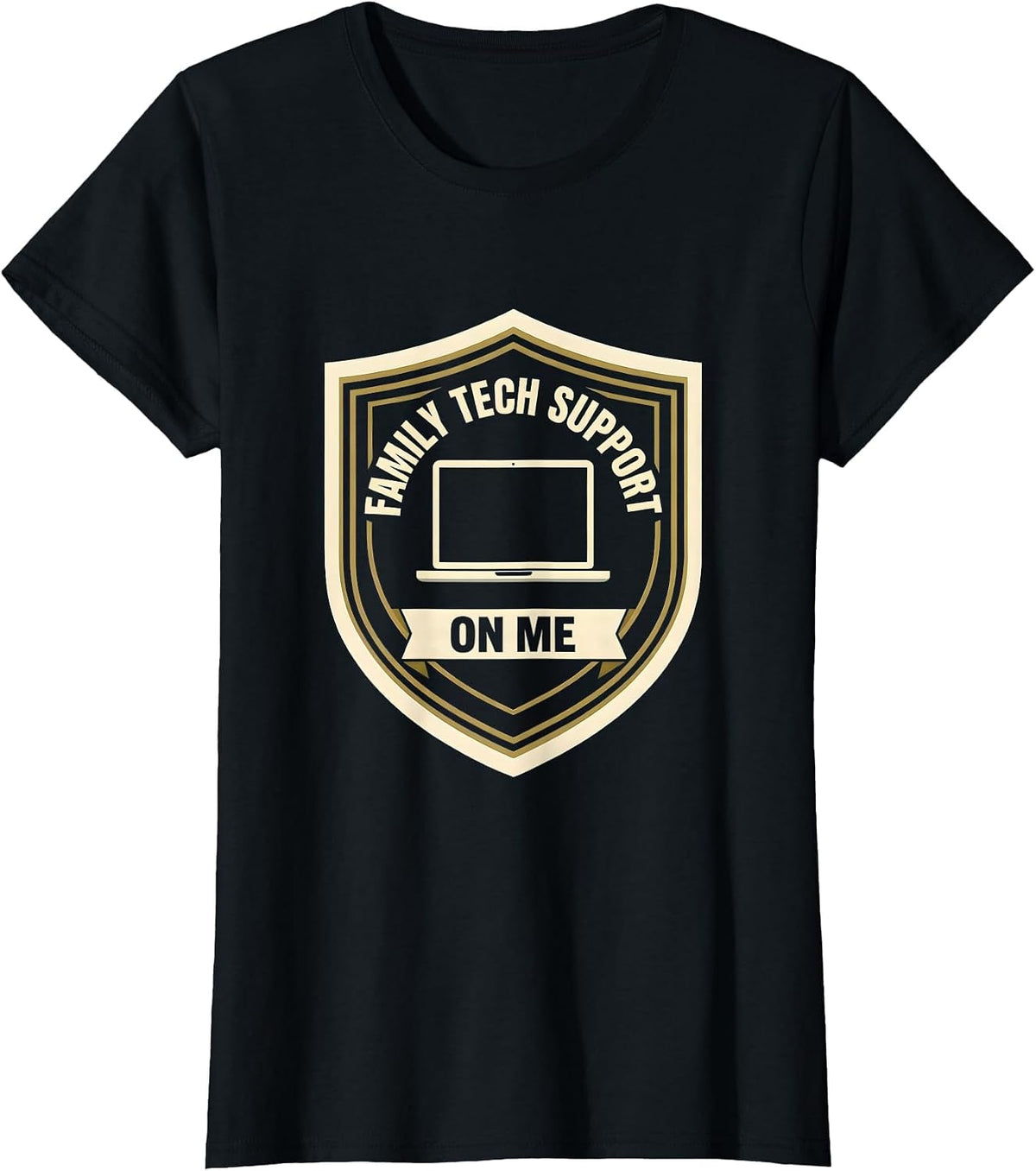 Women's Family Tech Support On Me Funny IT Humor Tech Engineer Gift T-Shirt - Black