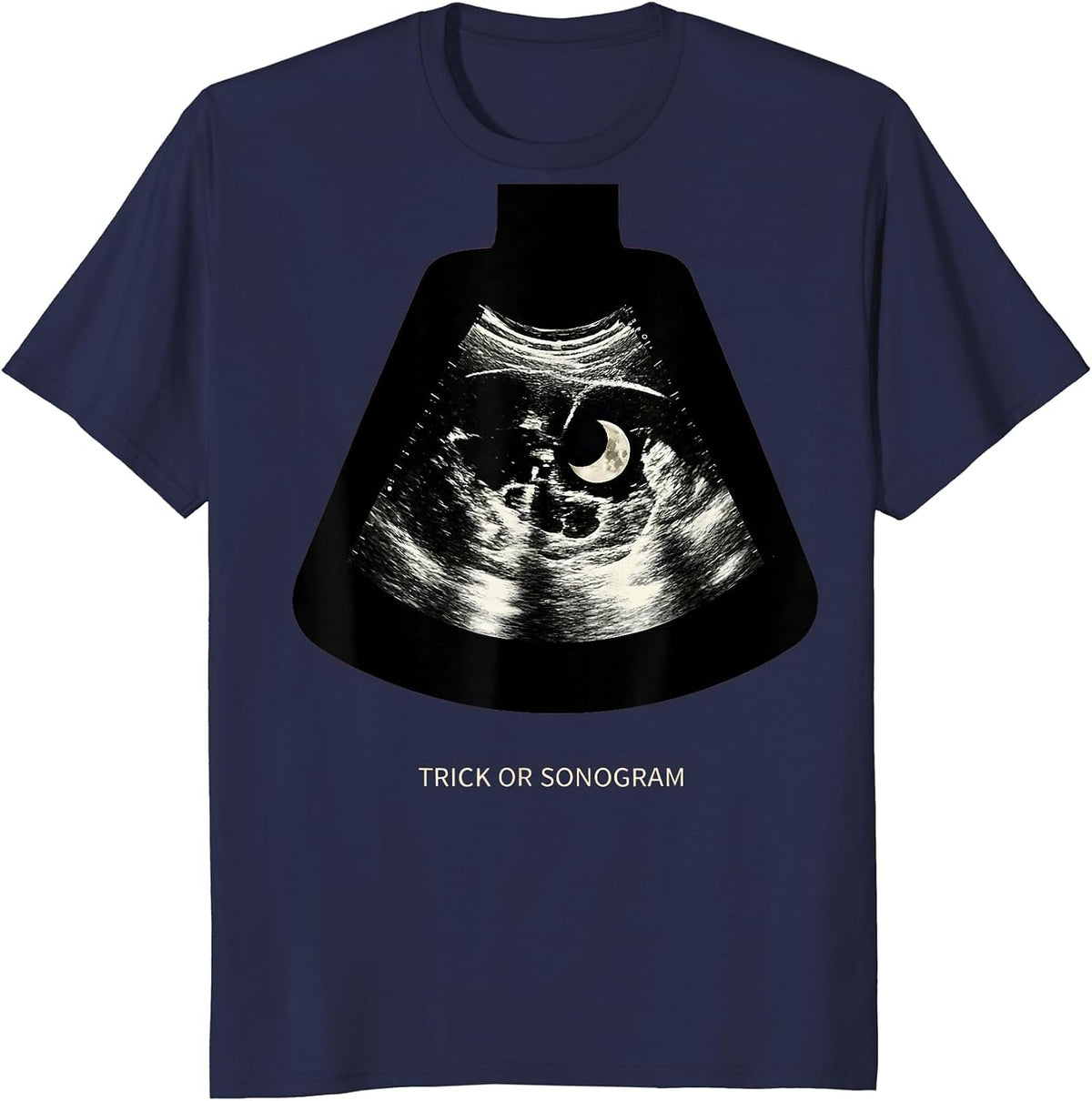 Trick Or Sonogram Scratchboard Radiology Tech Halloween T-Shirt - Navy Blue