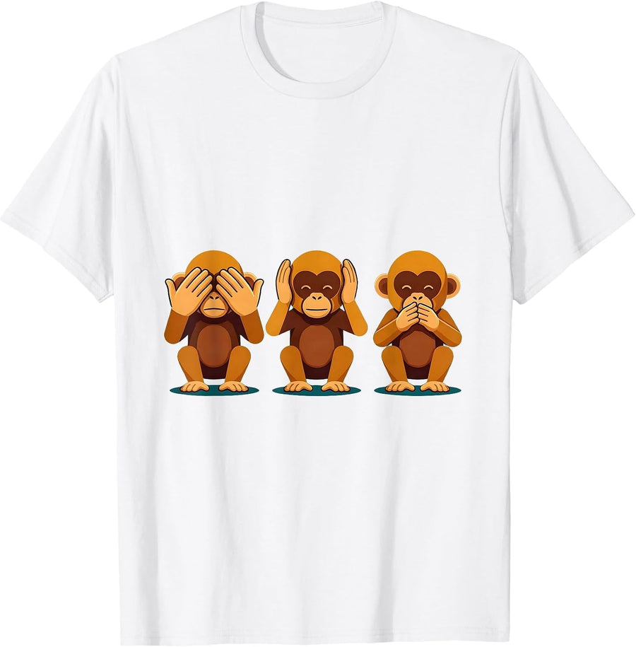 See No Evil Monkey Trio Graphic T-Shirt - White