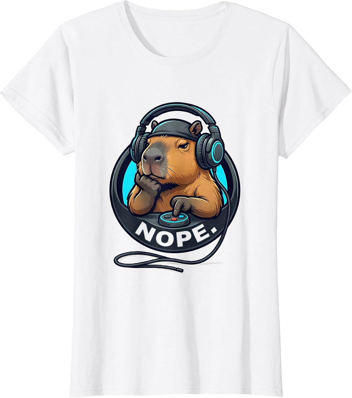 NOPE Funny Capybara Gamer Meme Humor T-Shirt - White