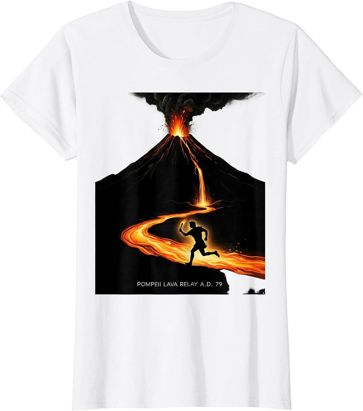 Pompeii Lava Relay A.D. 79 Funny Volcano History Geography T-Shirt - White